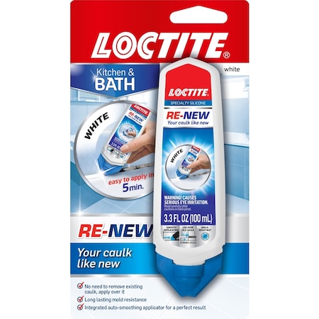 Loctite GE Re-New White Silicone Kitchen and Bath Caulk Sealant 2.7 oz 2158772